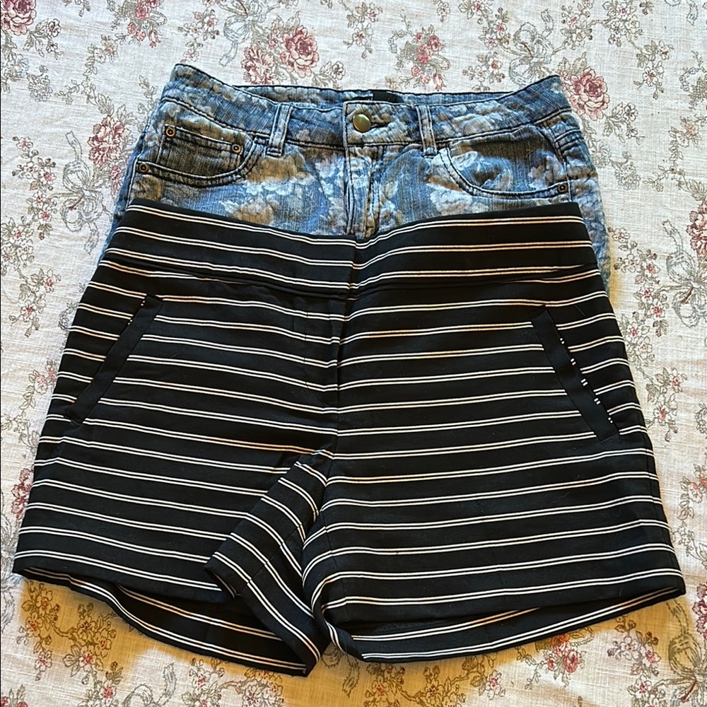 LOFT Black and Blue Jean Shorts